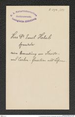 k.k. naturhistorisches Hofmuseum, Intendanzakten 1885-1896 (Hauer), Aktenzahl Z.592/1891, Seite 1